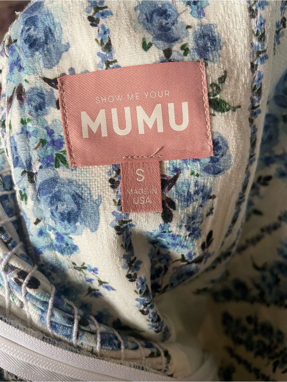 Show Me Your MuMu White Dress with Blue Floral Print - Picture 4 of 4